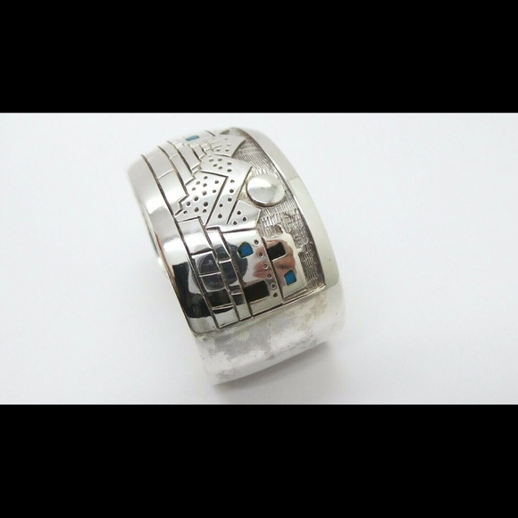 925 STERLING SILVER LADIES CUFF BANGLE BRACELET ! - Picture 5 of 9